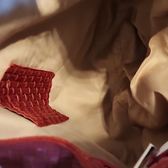 Large Red Genuine Leather Hobo - Picture 4 of 5